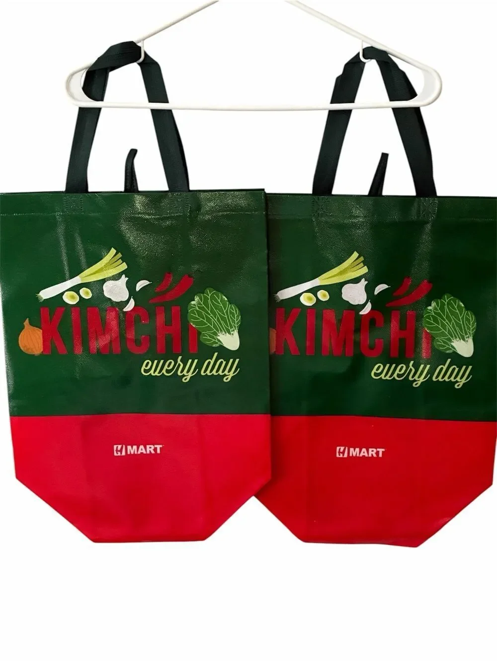 HMart Kimchi Every Day Tote Bag Set (2) – Rare K‑Food Grocery Totes NWOT